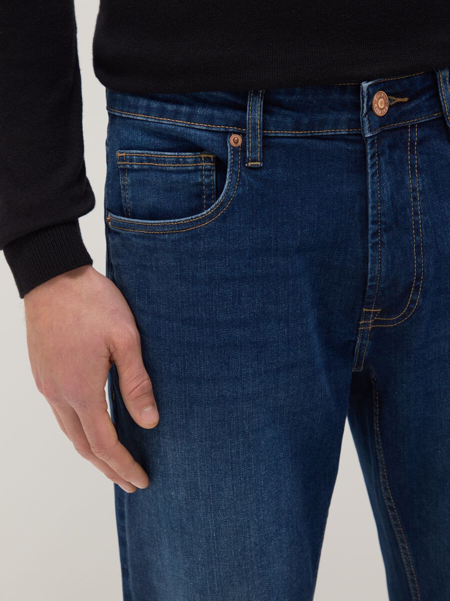 Slim Fit Blue Denim Cotton Jeans_3