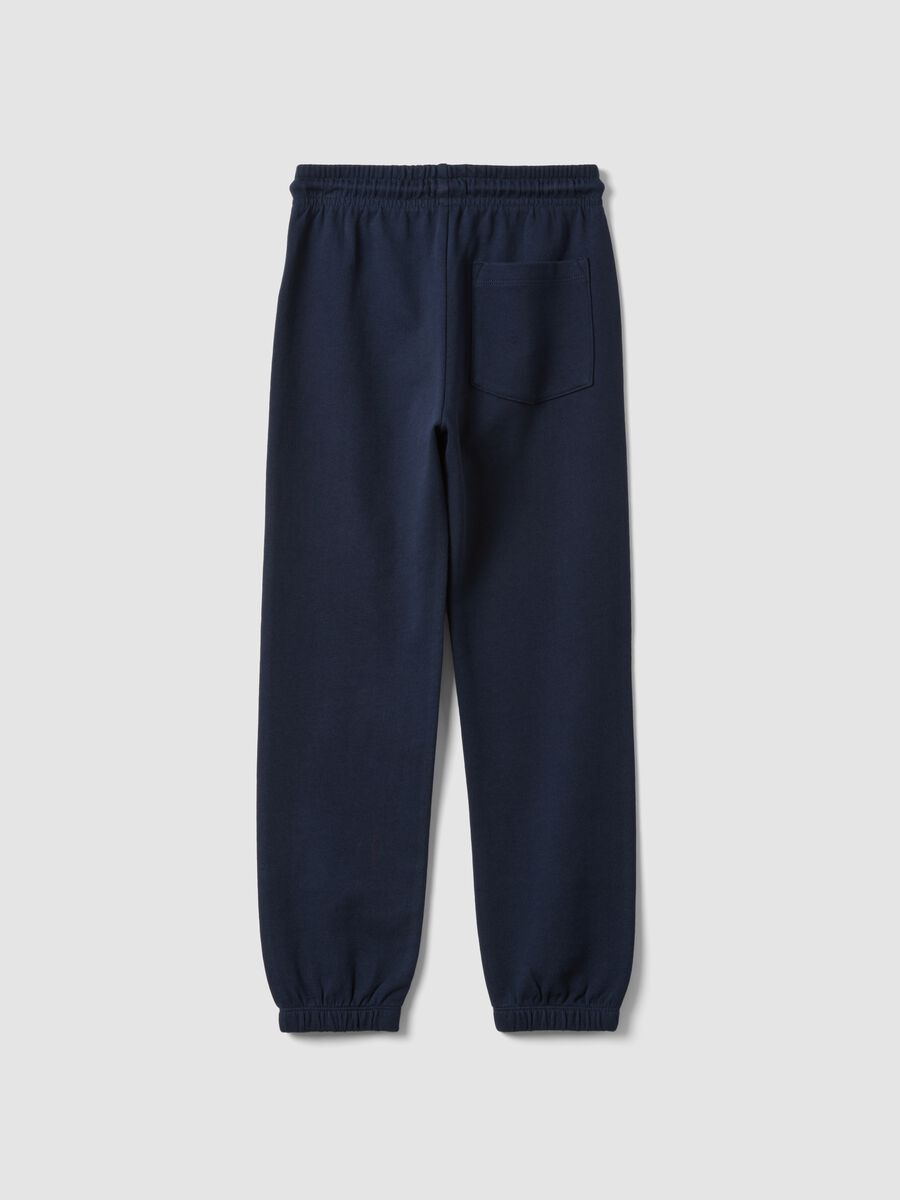Navy blue organic cotton regular-fit joggers for boys_1