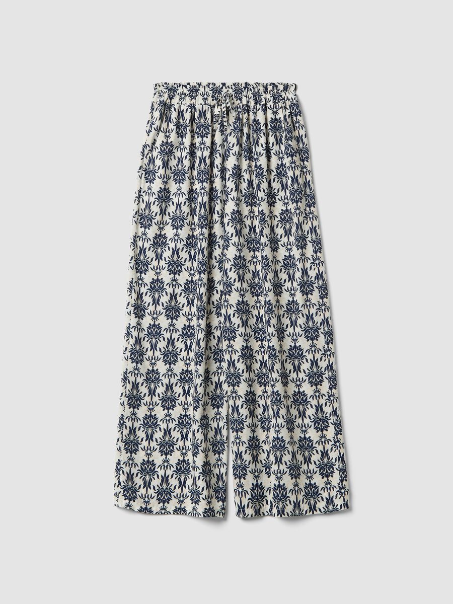 White pure viscose patterned trousers, regular fit_4