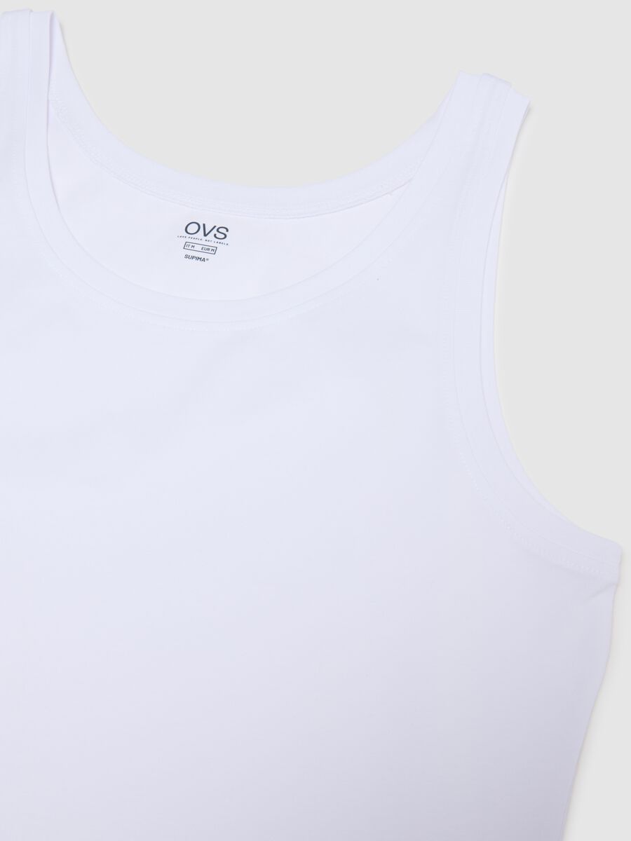 White pure cotton tank top regular fit_5
