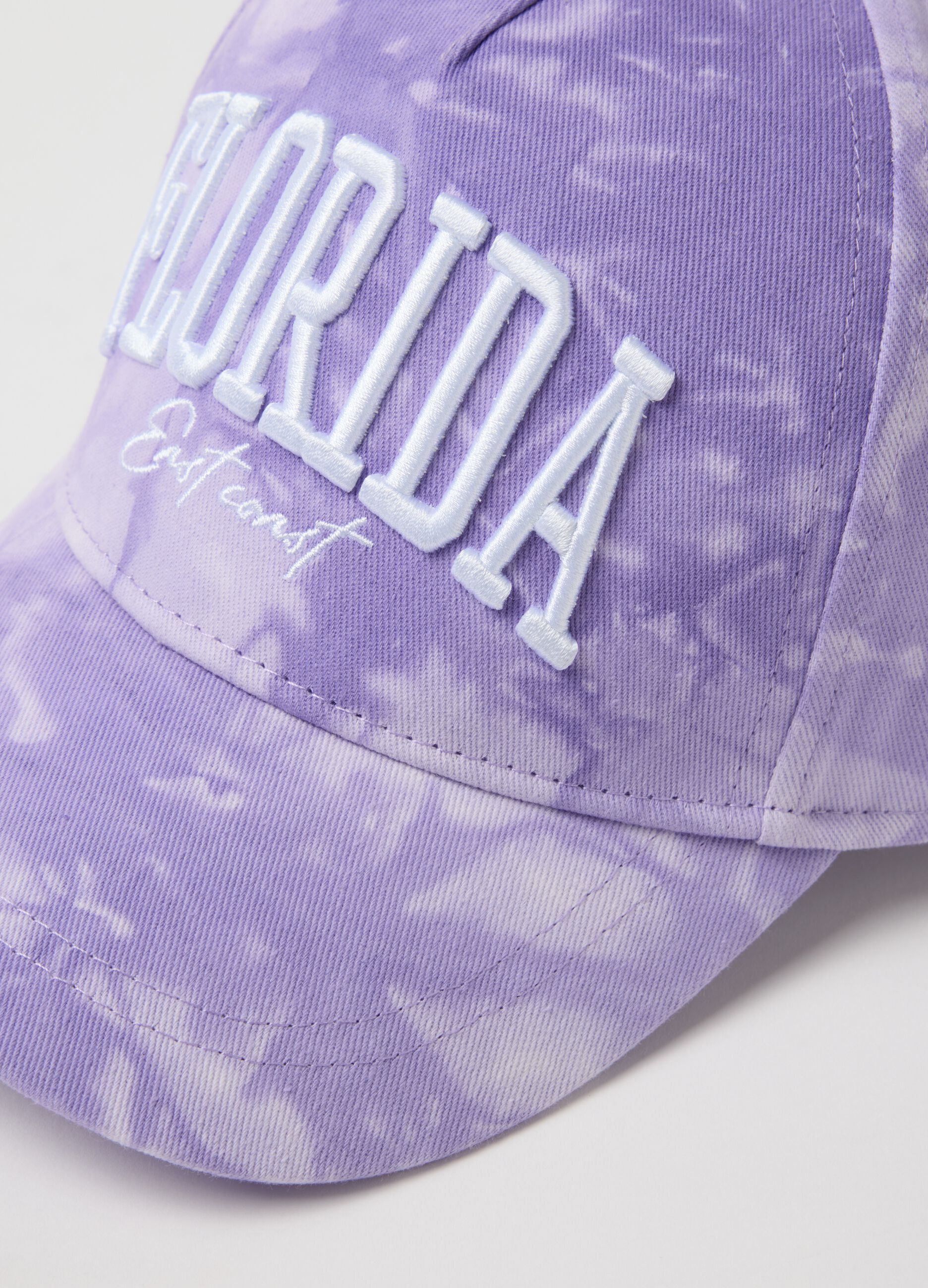 Girls' Purple Tie-Dye Pure Cotton Baseball Cap with Logo