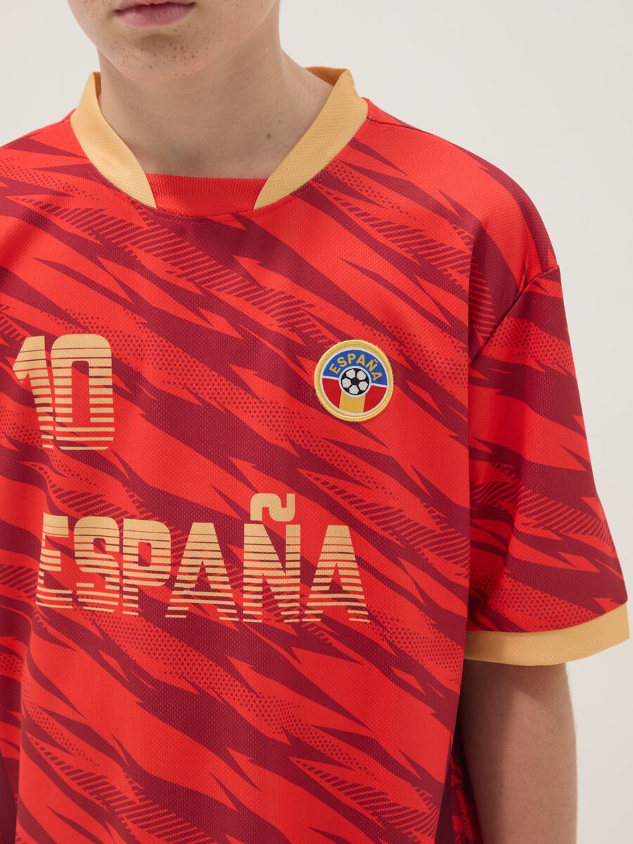 T-shirt Spagna rossa a maniche corte da bambino oversize fit_2