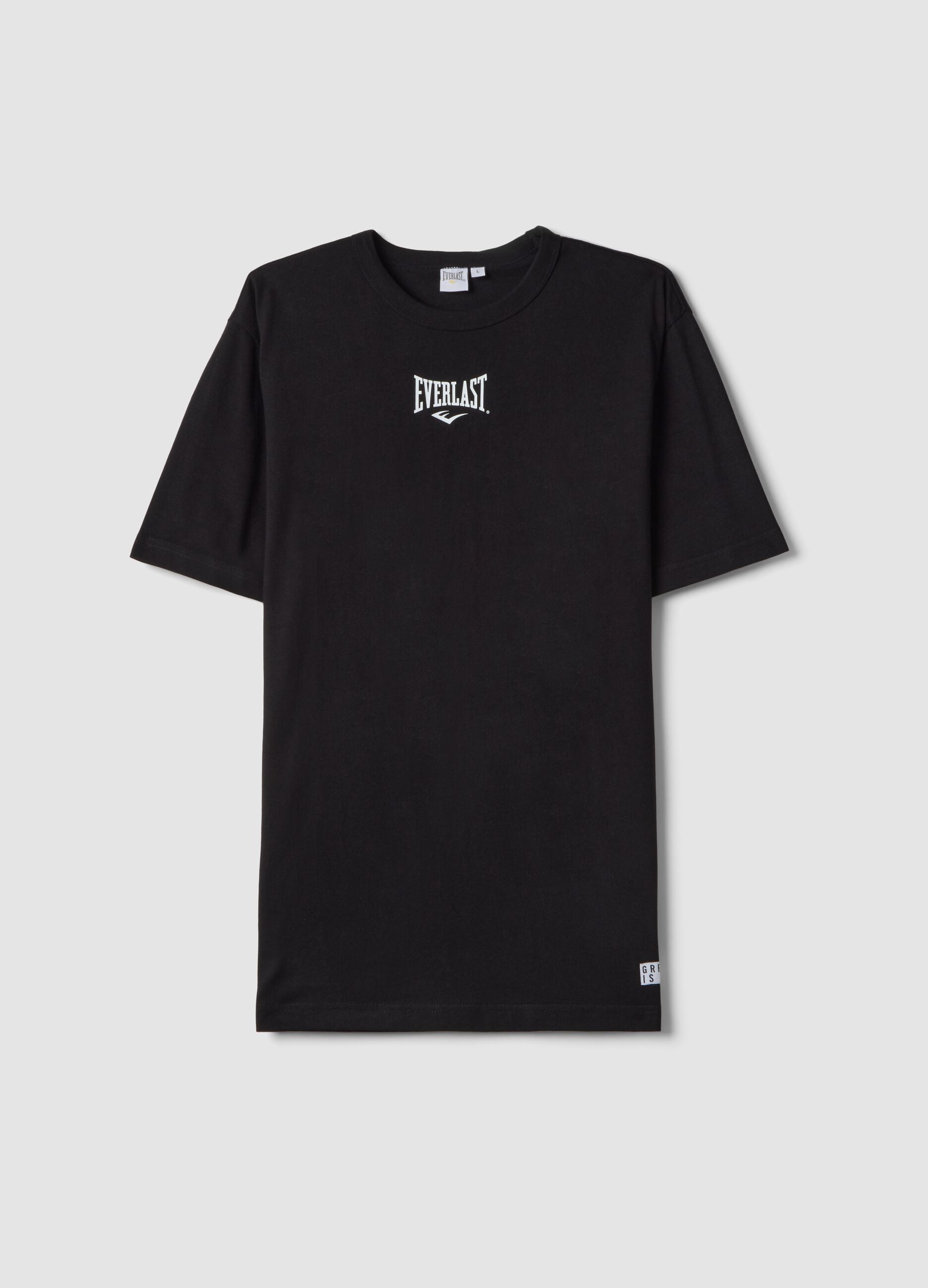 Black regular fit pure cotton t-shirt with Everlast logo
