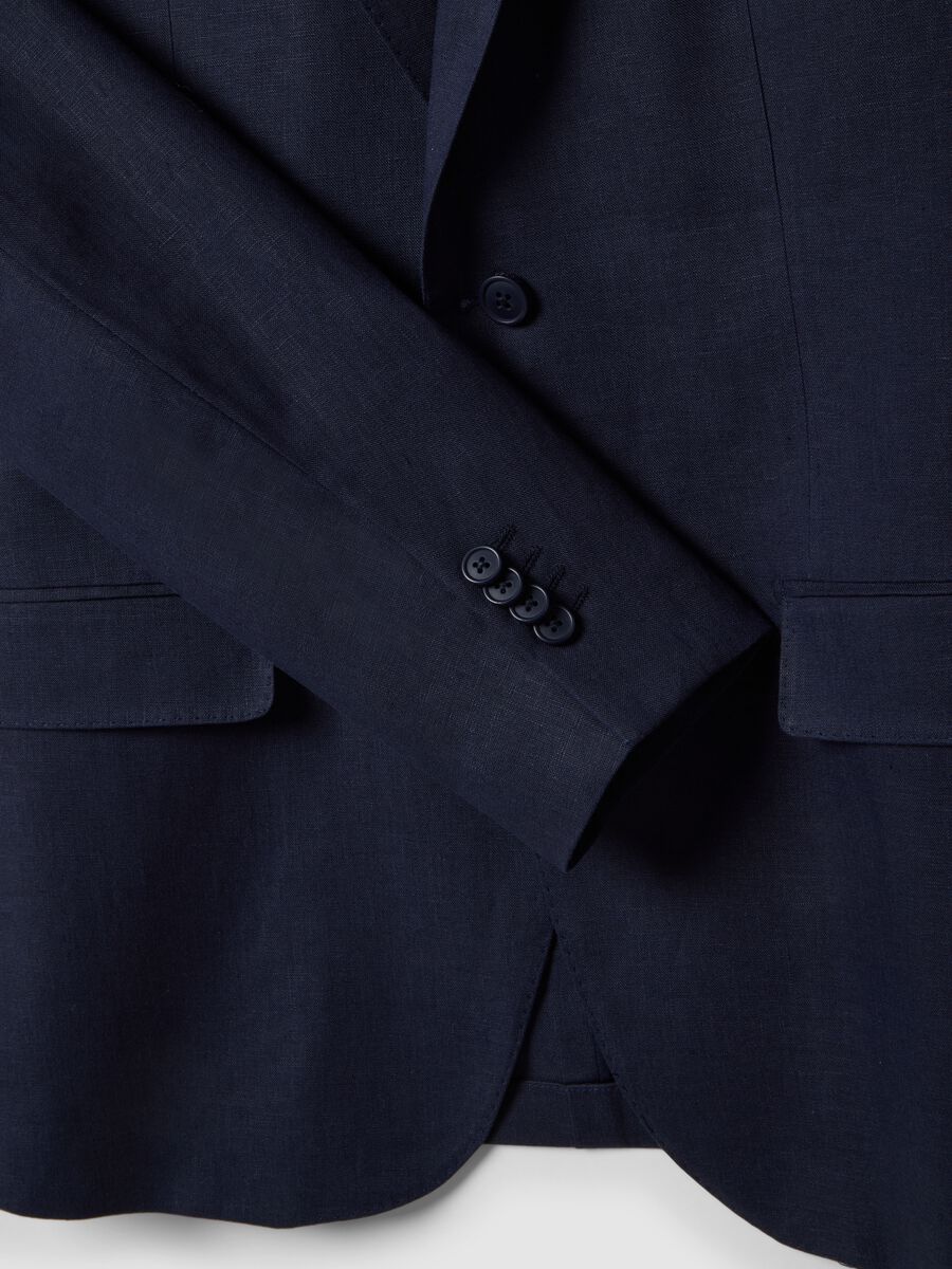 Blazer in puro lino blu slim fit_5
