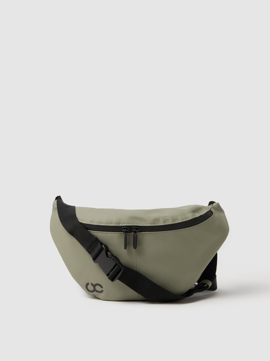Marsupio verde con zip e cintura regolabile_0