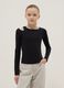 Black cotton blend slim fit girl's top with boat neckline_0
