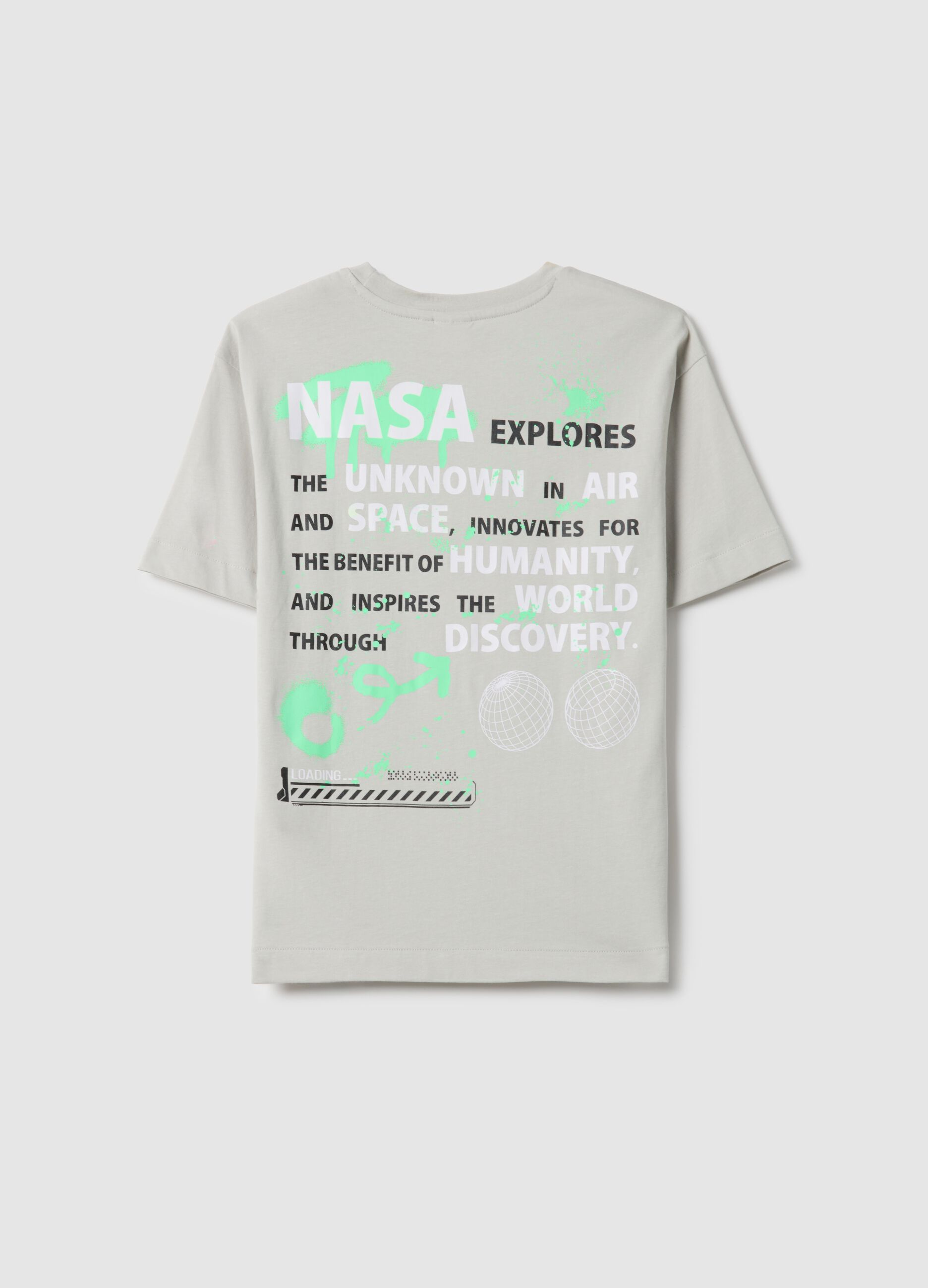 Grey pure cotton oversized boys' t-shirt with logo