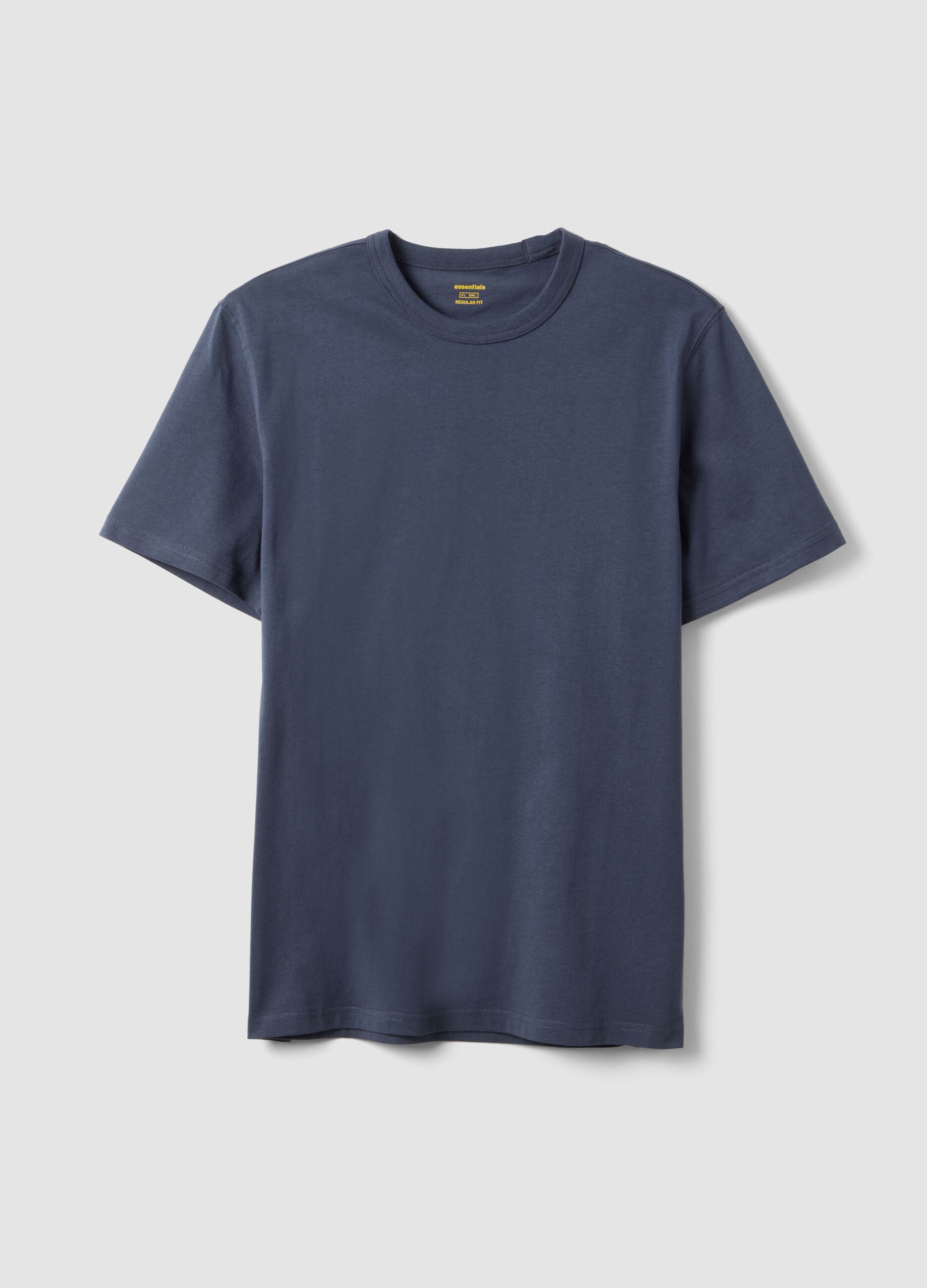 Blue pure cotton short sleeve regular fit T-shirt