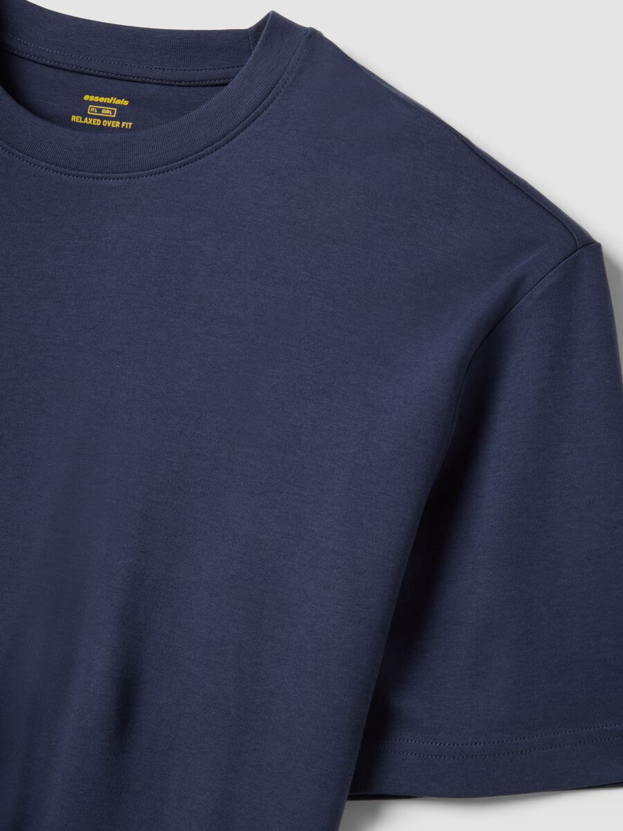 Blue pure cotton short-sleeve T-shirt, relaxed fit_5