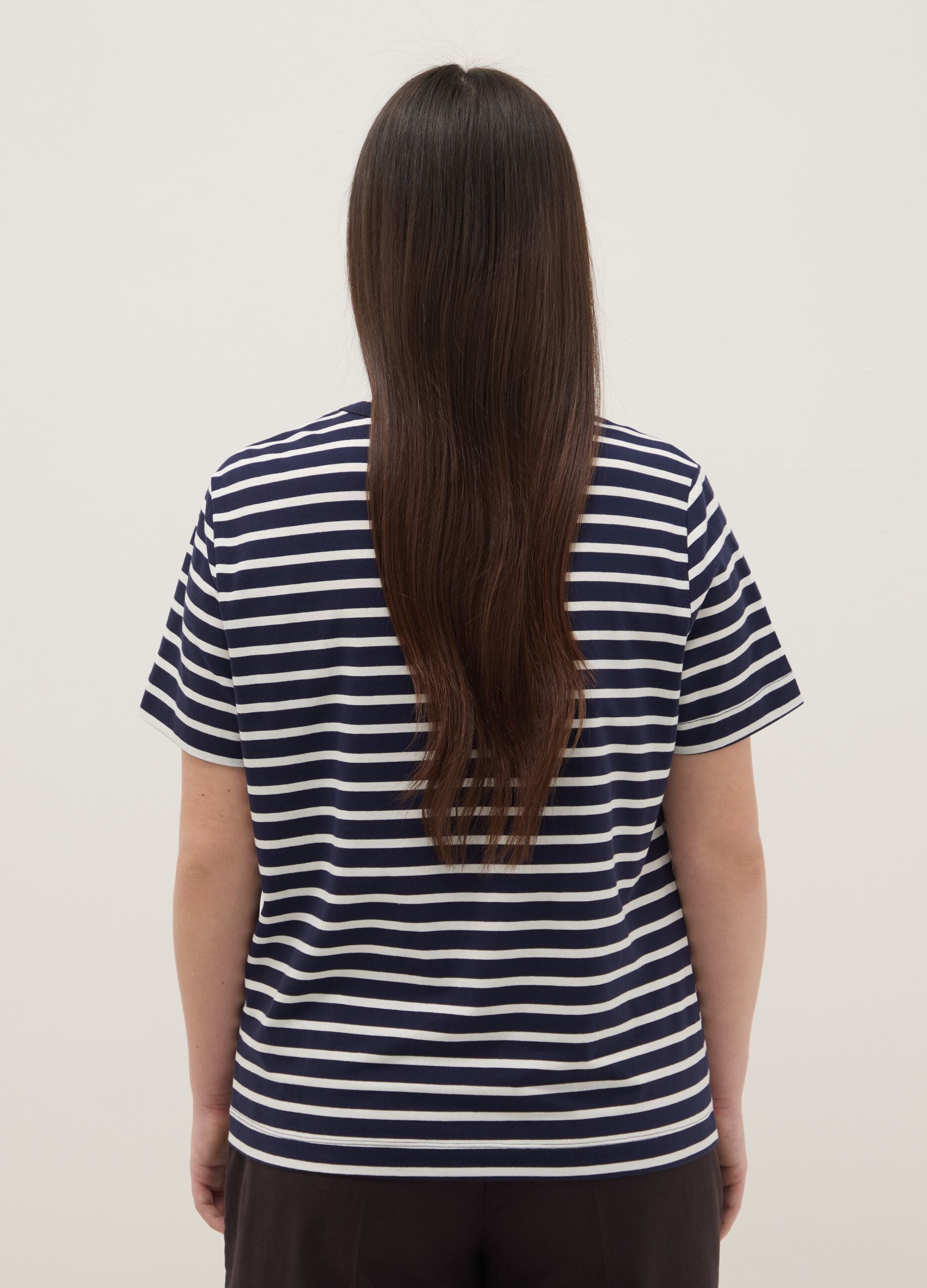 Multicolor striped regular fit stretch cotton t-shirt with heart