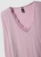 Pink long sleeve regular fit top with lace trims_5