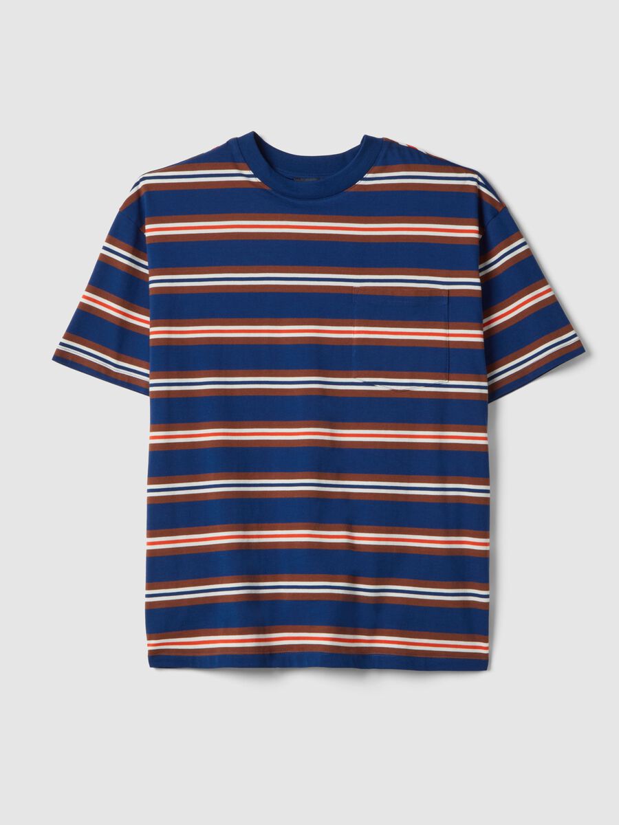 Multicolour striped pure cotton t-shirt with relaxed fit_4