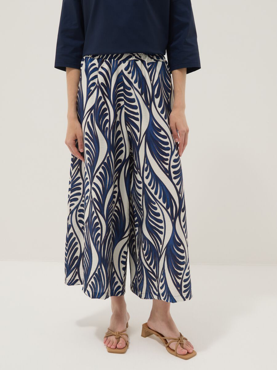 Blue viscose-blend palazzo trousers_1