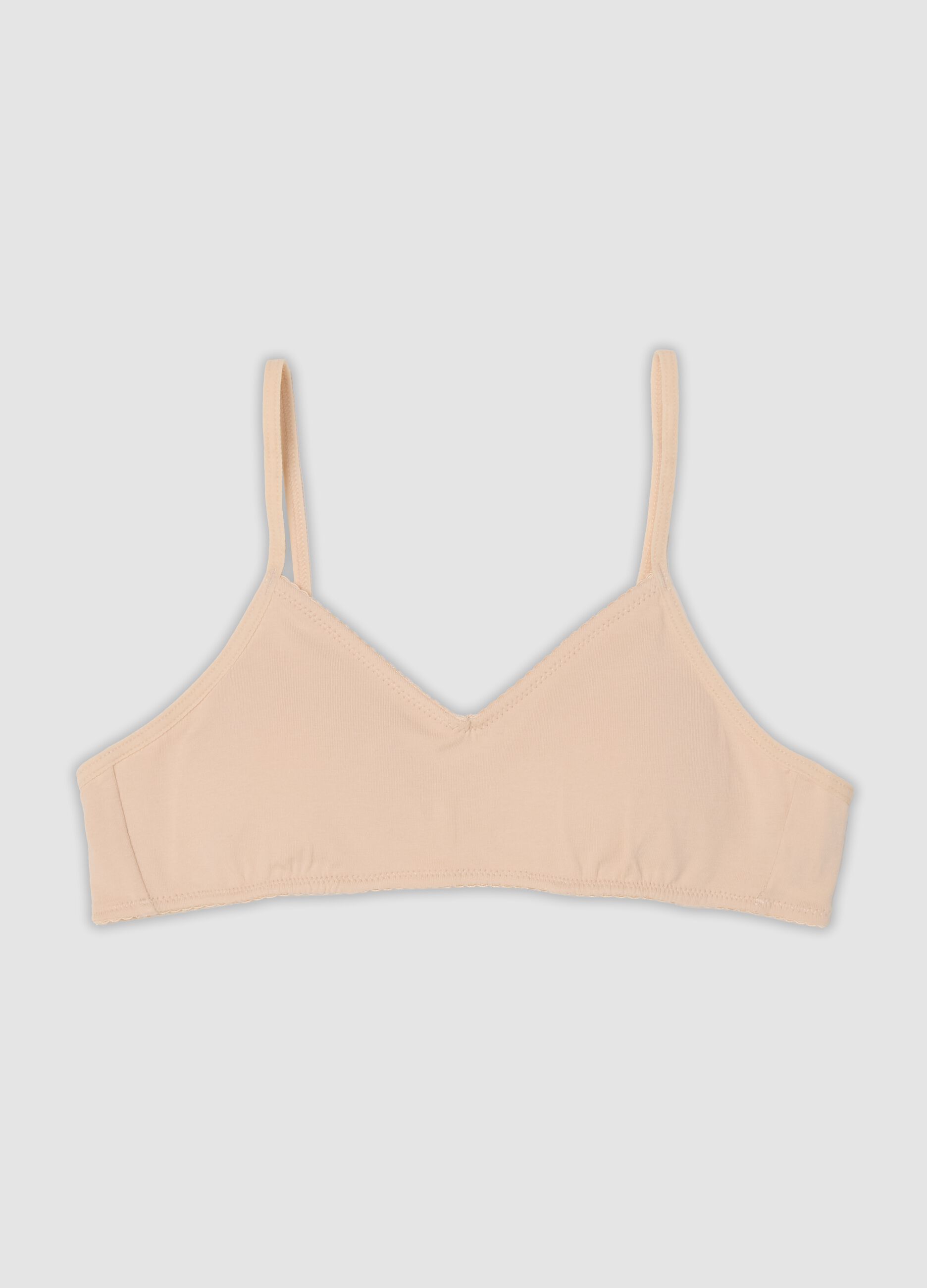 Beige stretch organic cotton bra for girls