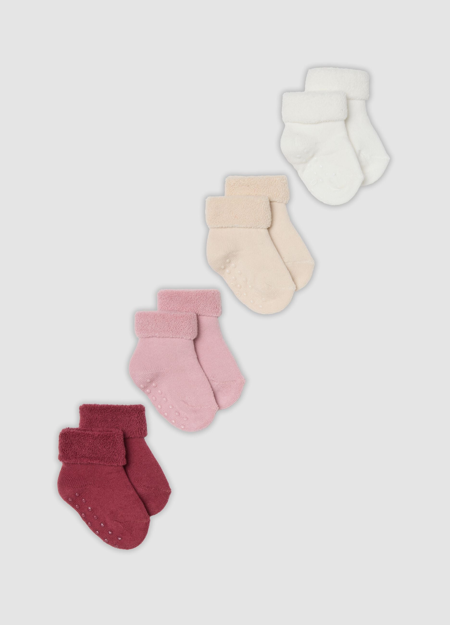Four-pack of multicolour ankle socks in organic cotton blend for baby girl