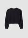 Black sweatshirt in organic cotton and viscose blend with ribbed collar_4