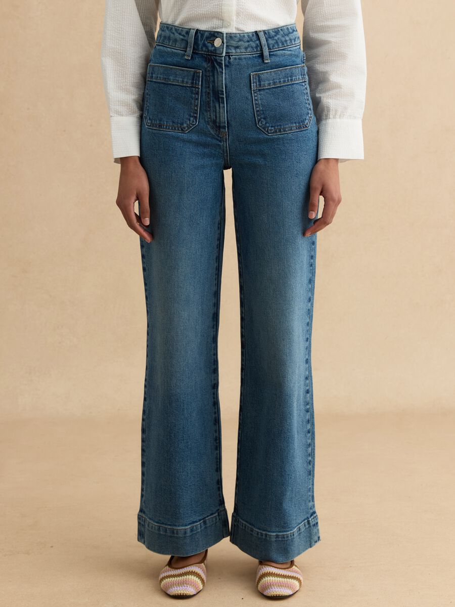 Stretch denim cotton trousers regular fit_2