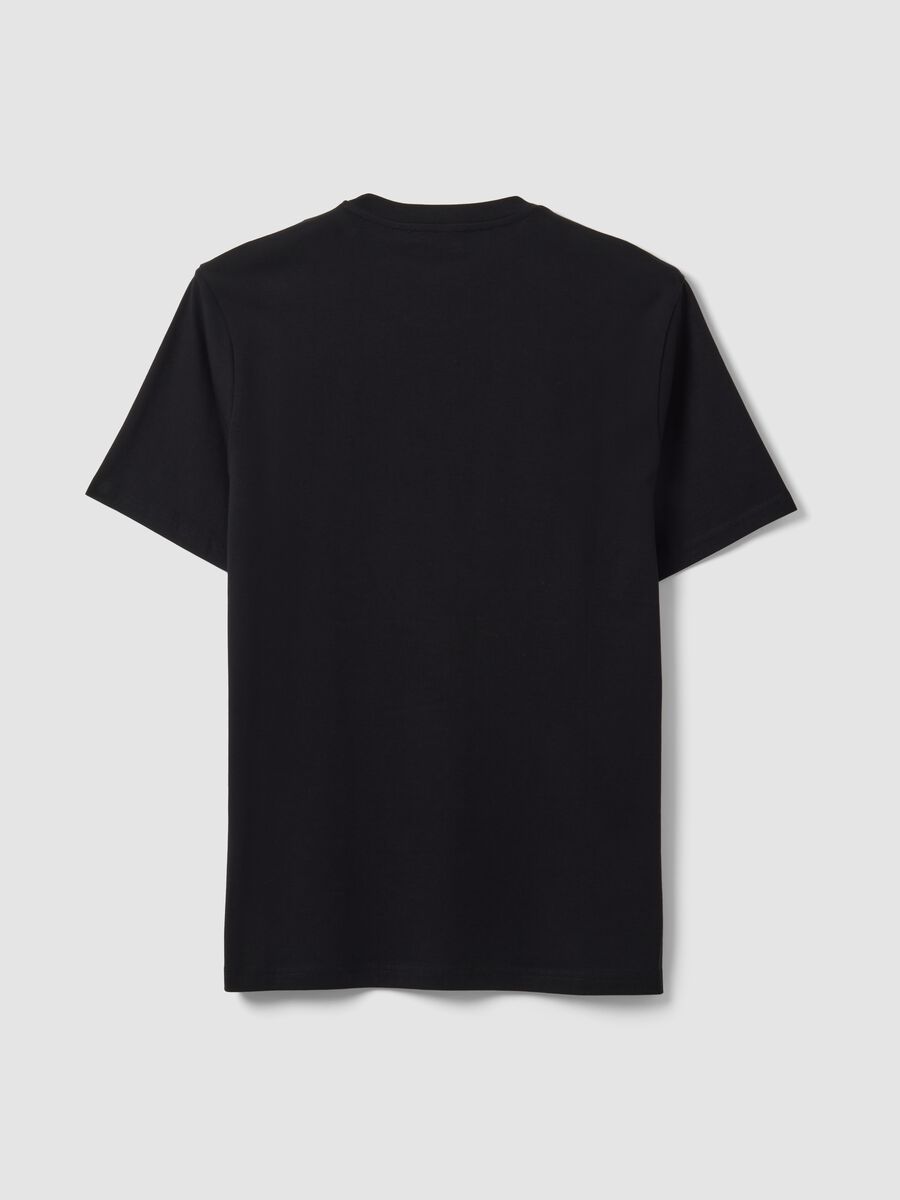Black crew-neck pure cotton T-shirt, regular fit_1
