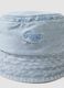 Light blue stretch-cotton denim bucket hat for boys with embroidery_2