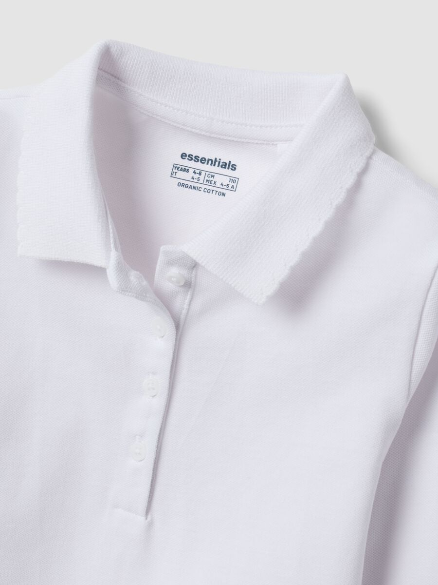 White pure organic cotton piqu&eacute; polo shirt, regular fit, for girls_2