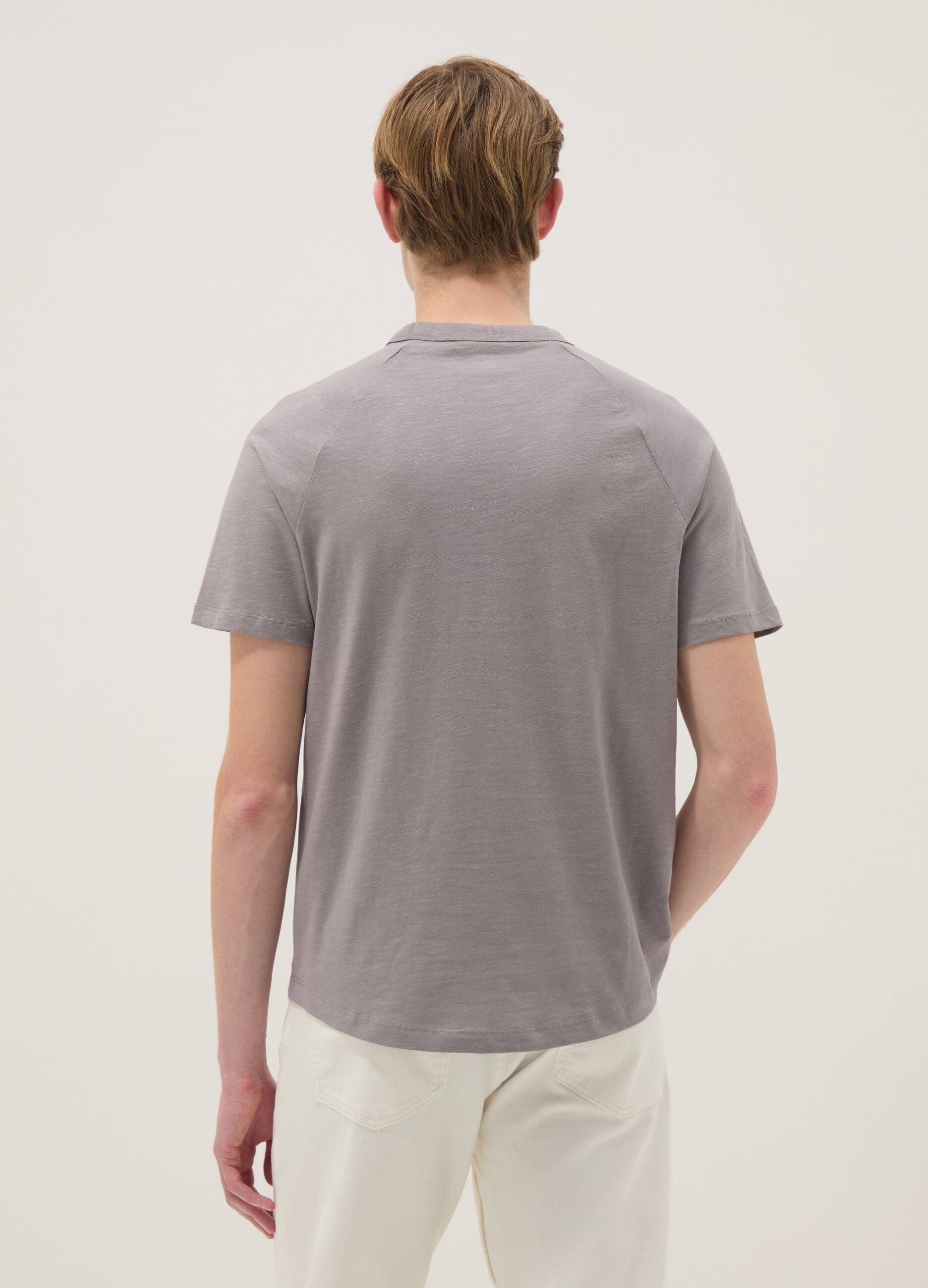 Grey pure cotton regular fit t-shirt
