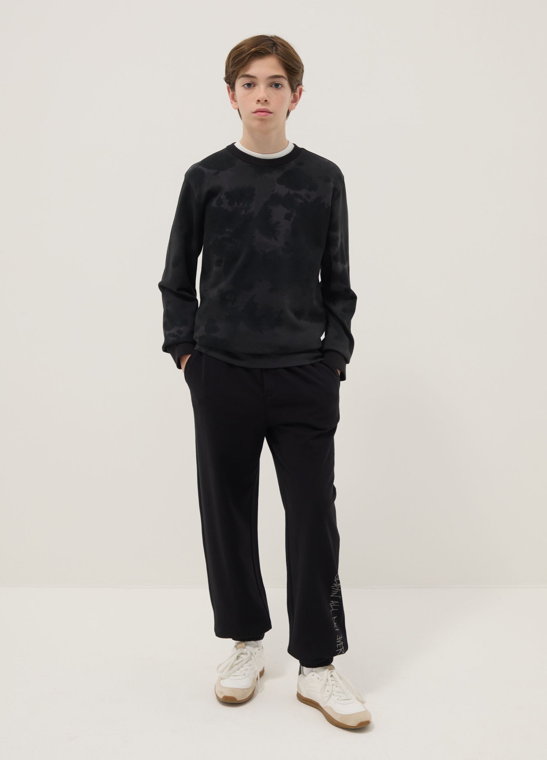 Boys' black pure cotton joggers regular fit