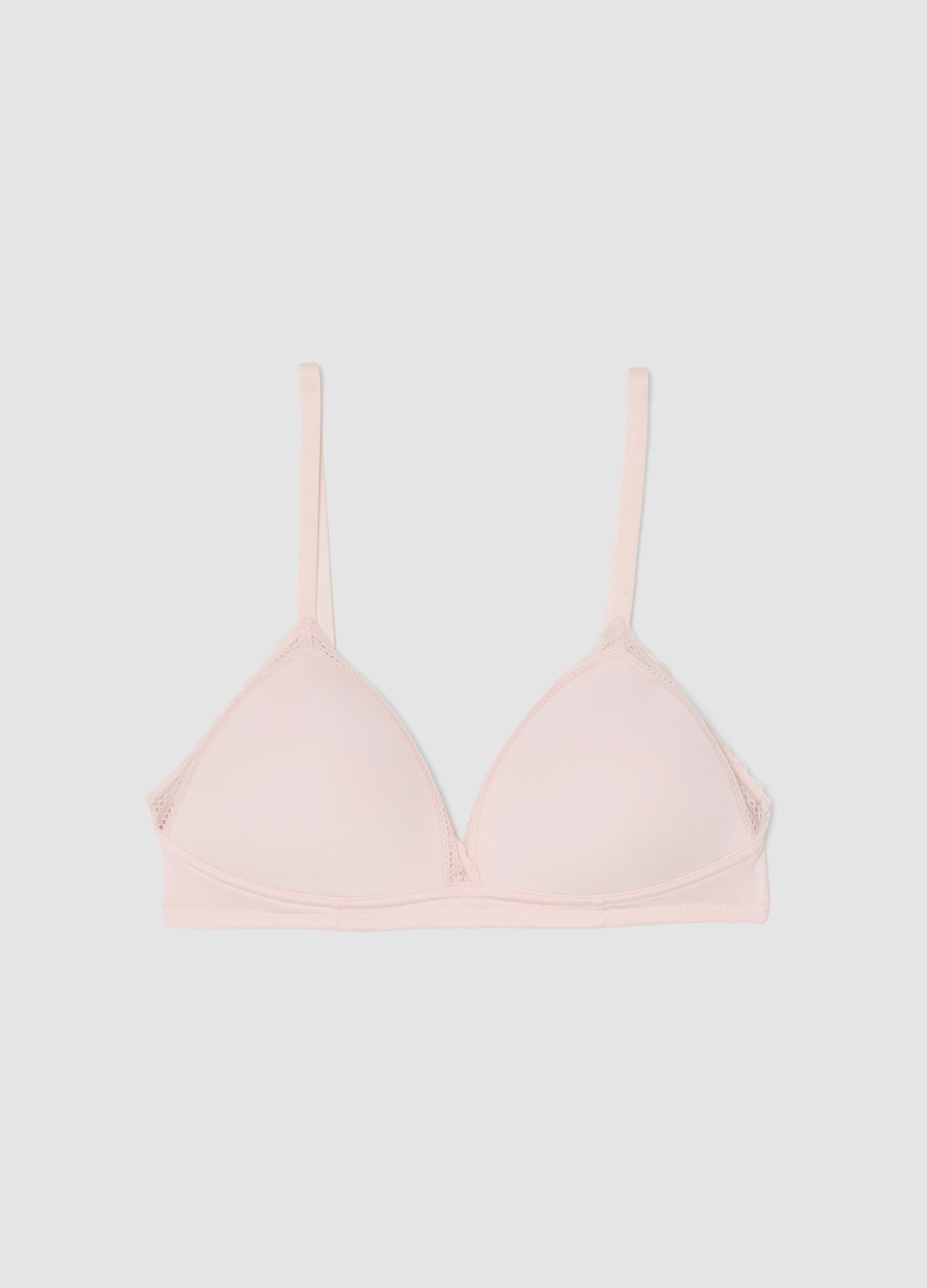 Pink Triangle Bra with Lace Detail