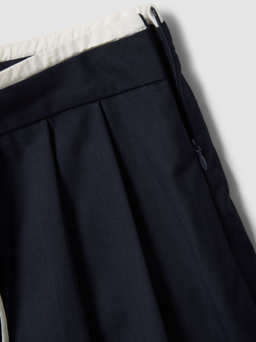 Blue viscose blend skirt regular fit with structured waist_5