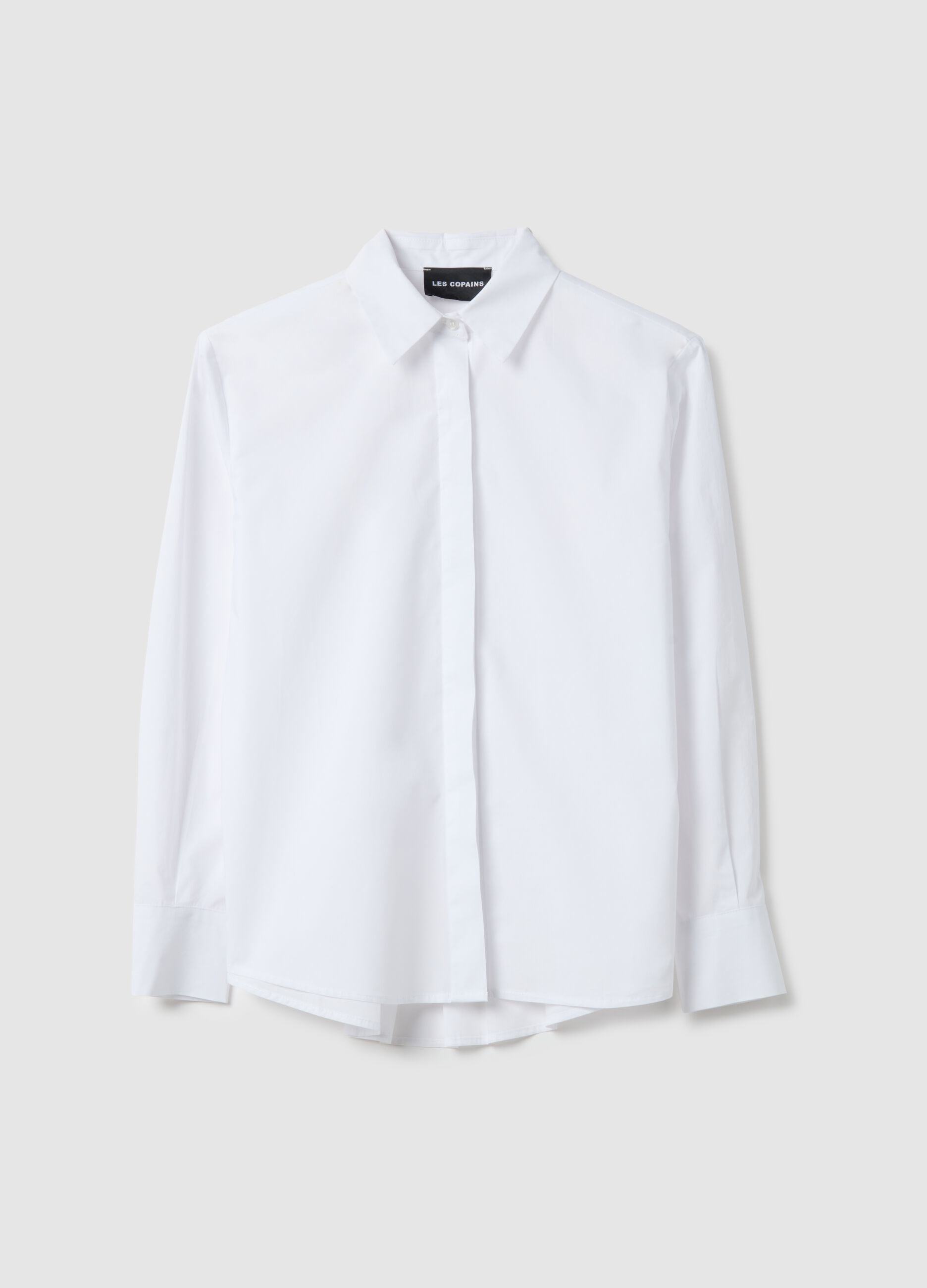 White pure cotton regular fit shirt with classic collar and buttons