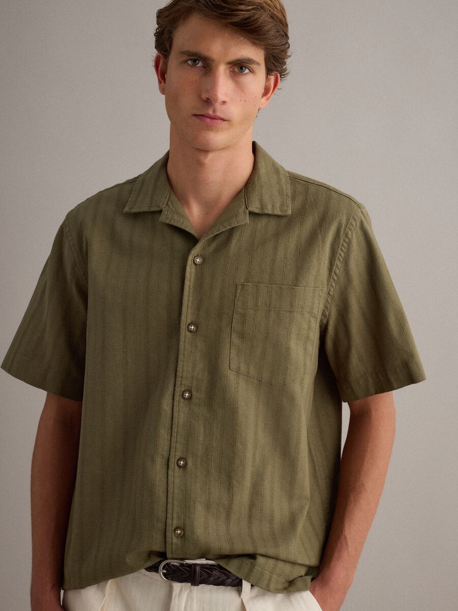 Green organic cotton bowling-collar shirt_0