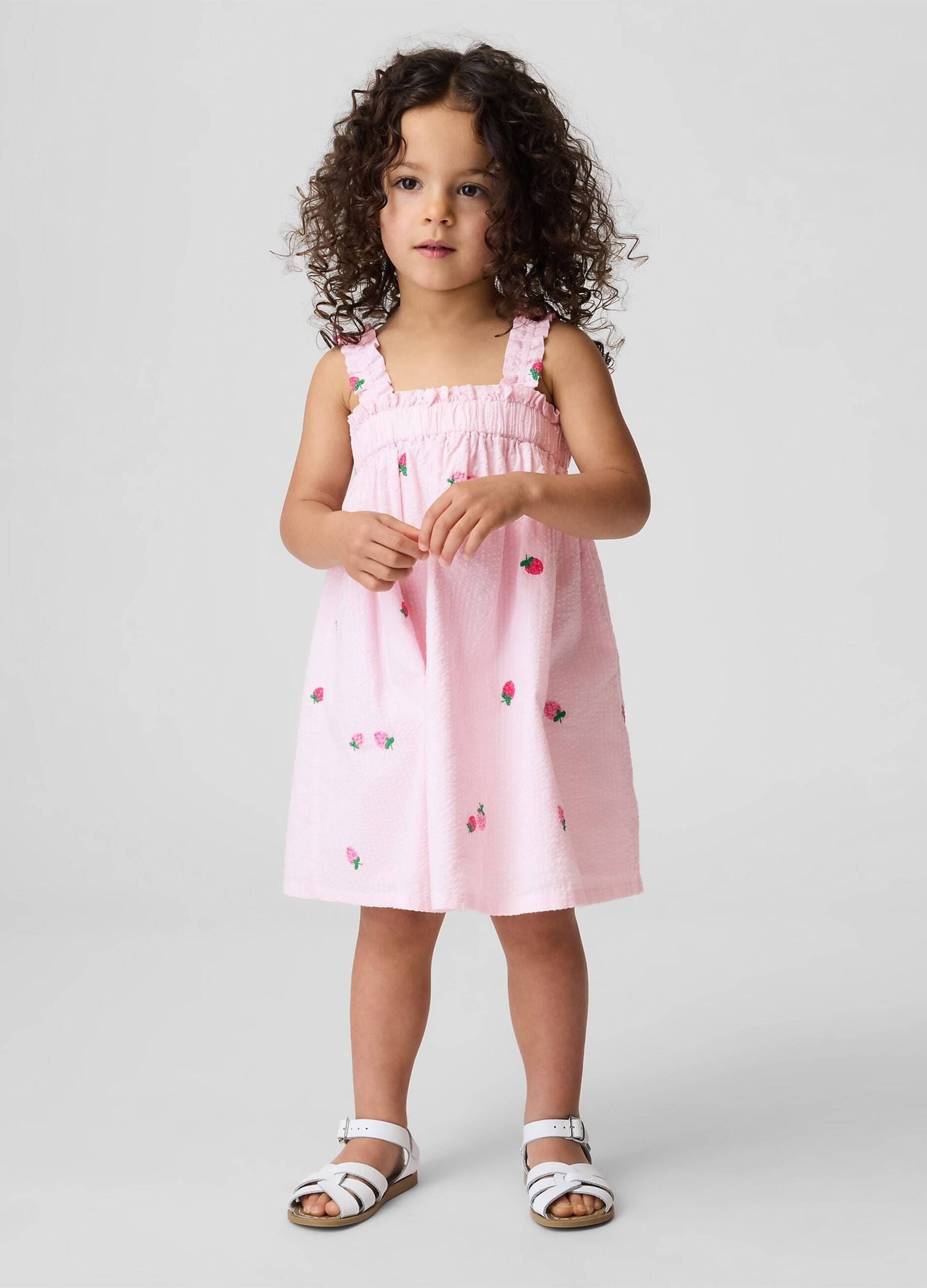 Pure cotton dress with floral embroidery