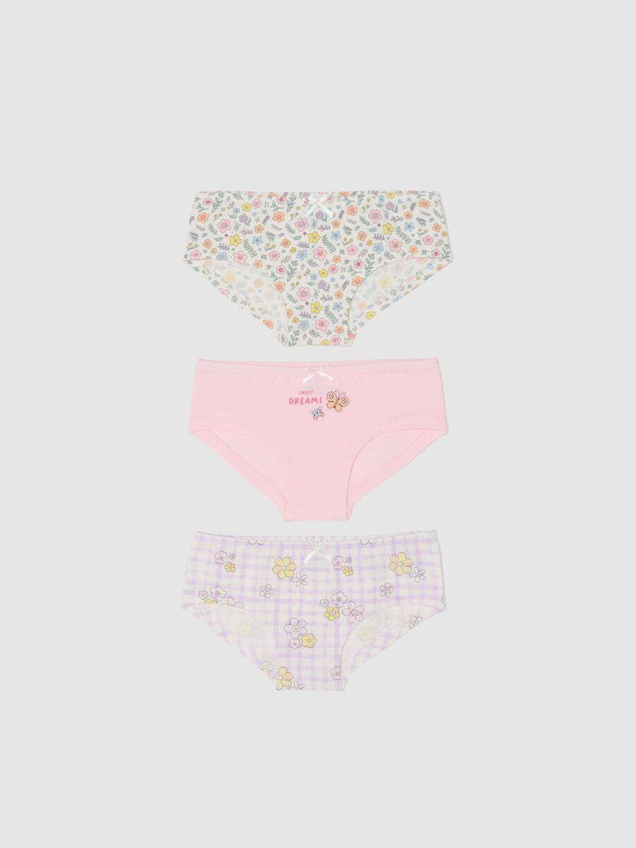 Newborn Girl Multicolor Cotton Blend Panties Tripack with Flowers_0
