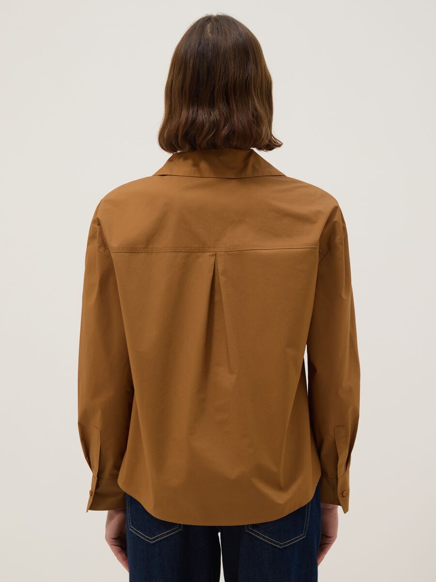 Brown regular fit pure cotton shirt without buttons_2
