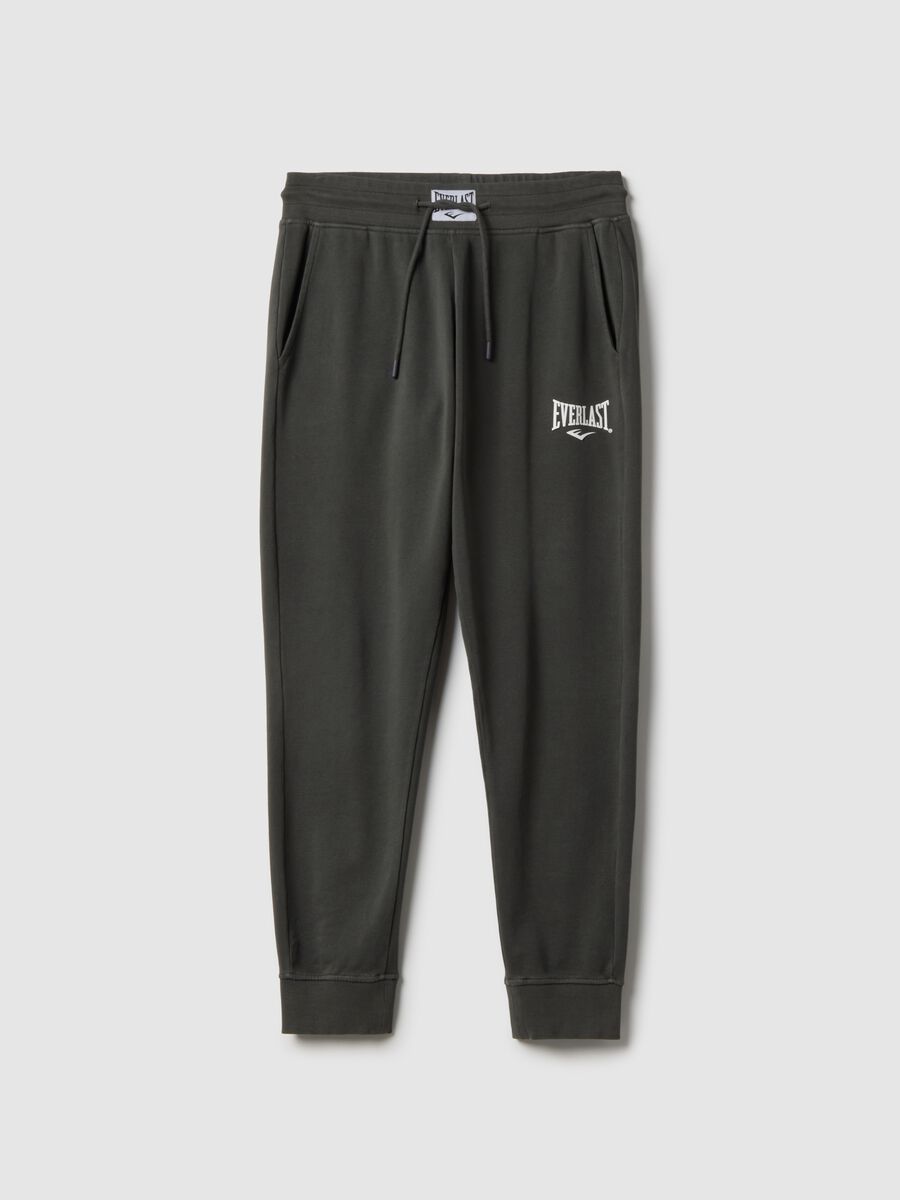 Grey cotton blend jogger trousers with regular fit and Everlast logo_4