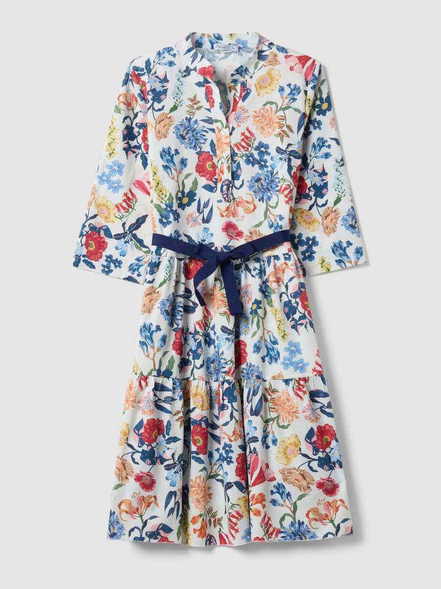 White midi dress in stretch cotton with floral print_4
