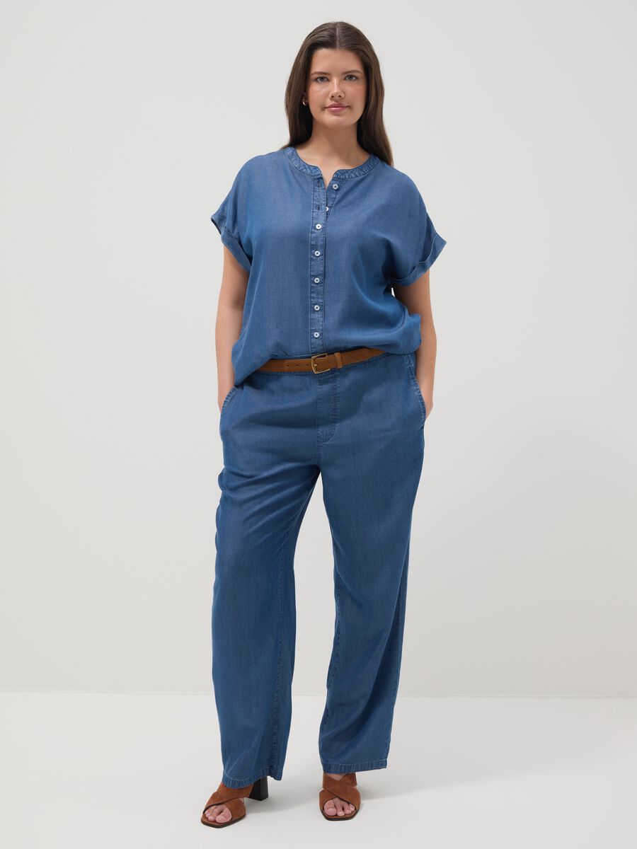 Regular fit blue pure lyocell jogger trousers_0