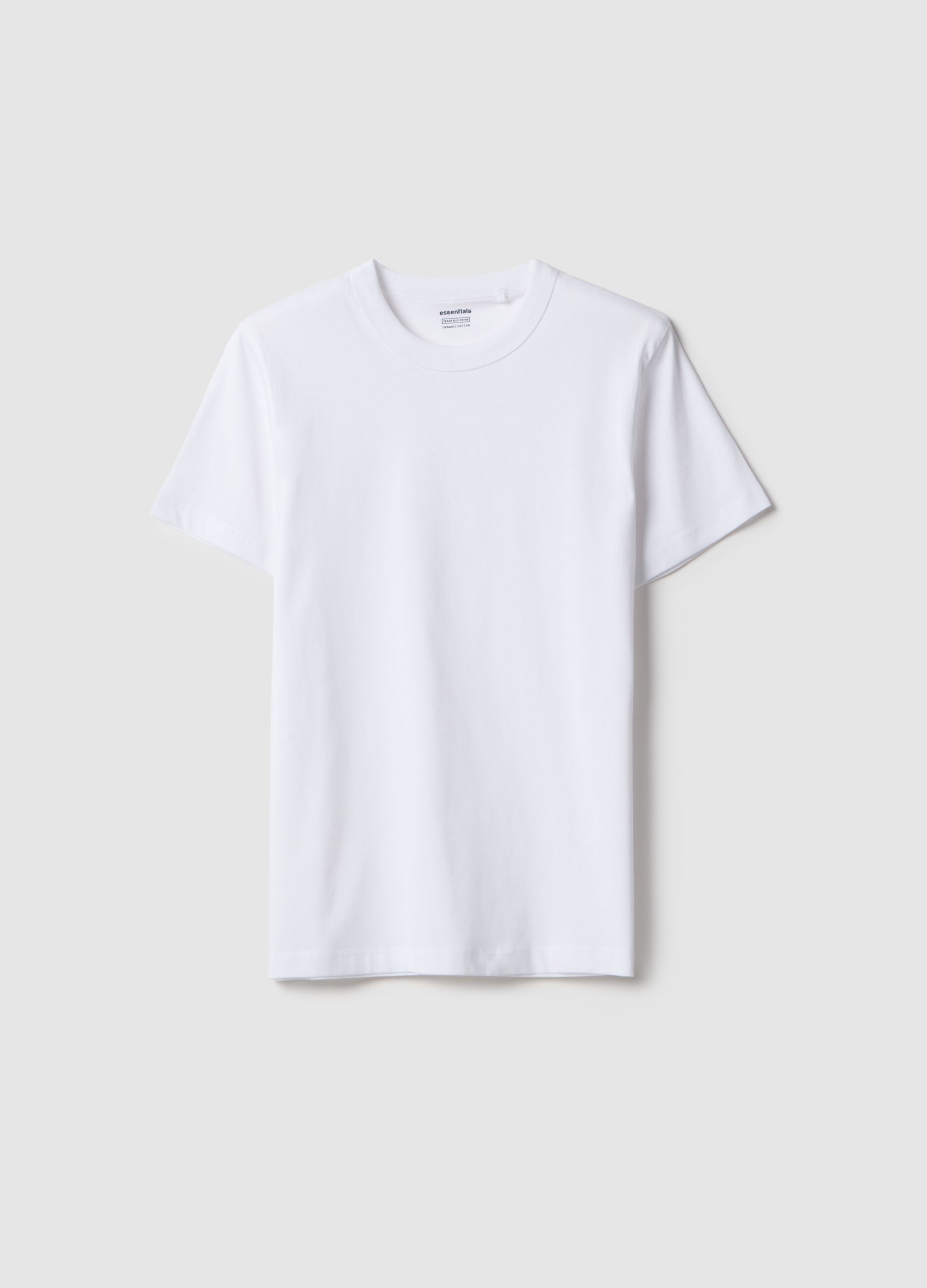 Boy's white crew neck T-shirt in pure cotton over fit