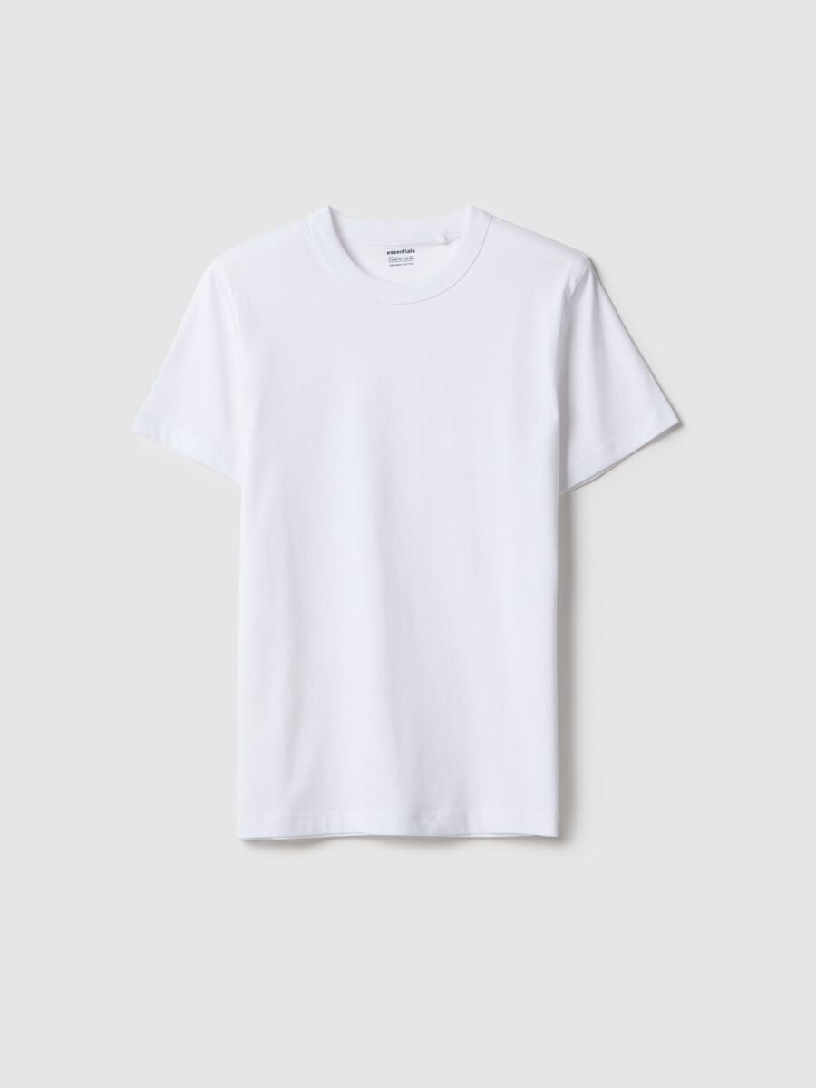 Boy's white crew neck T-shirt in pure cotton over fit_3