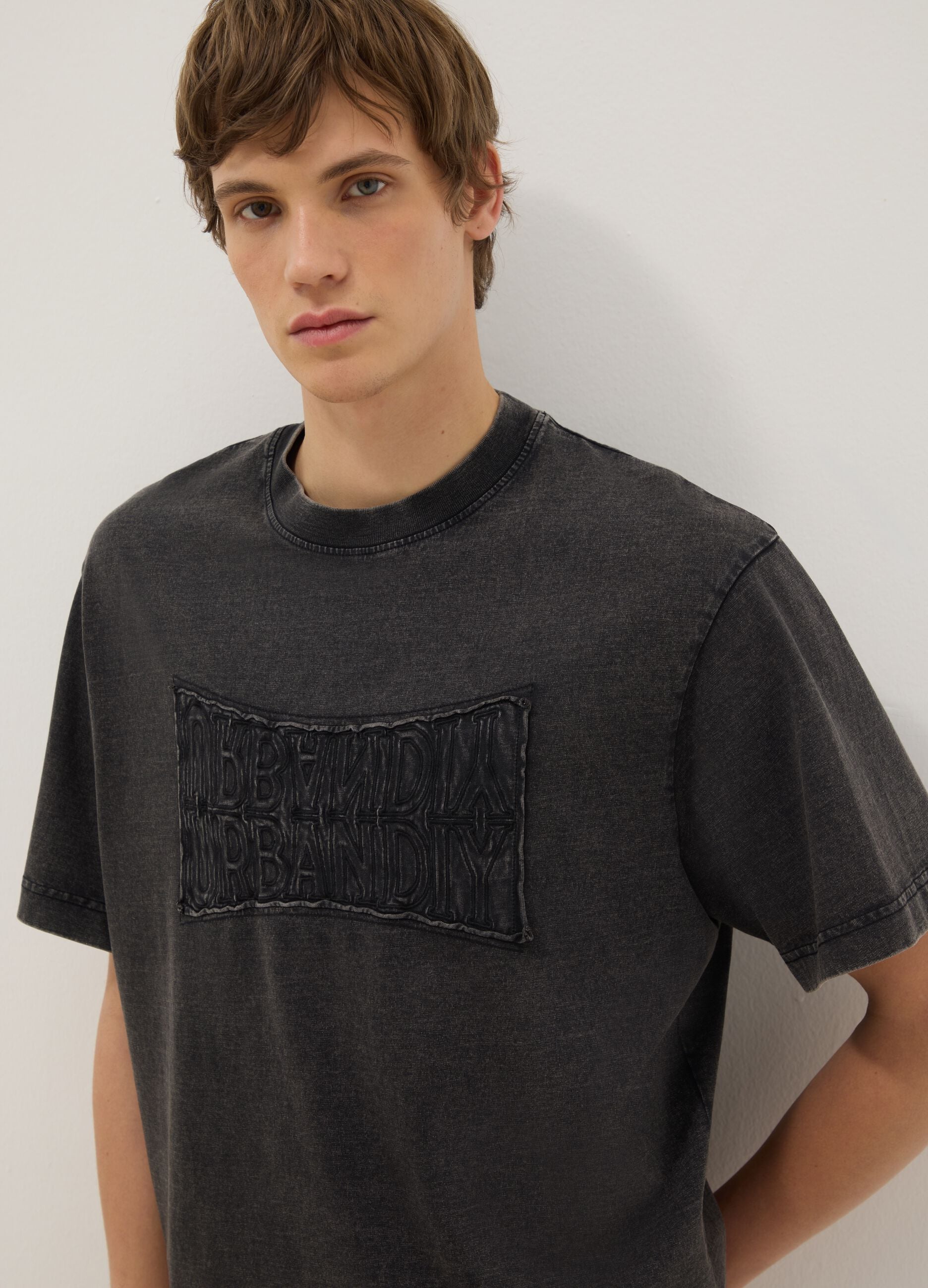 Black pure cotton regular fit top with buttons