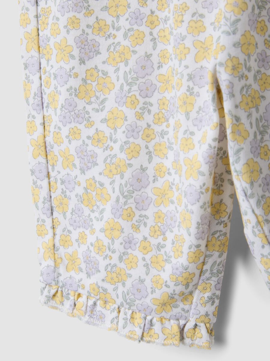 Leggings bianchi in puro cotone organico con stampa floreale_3