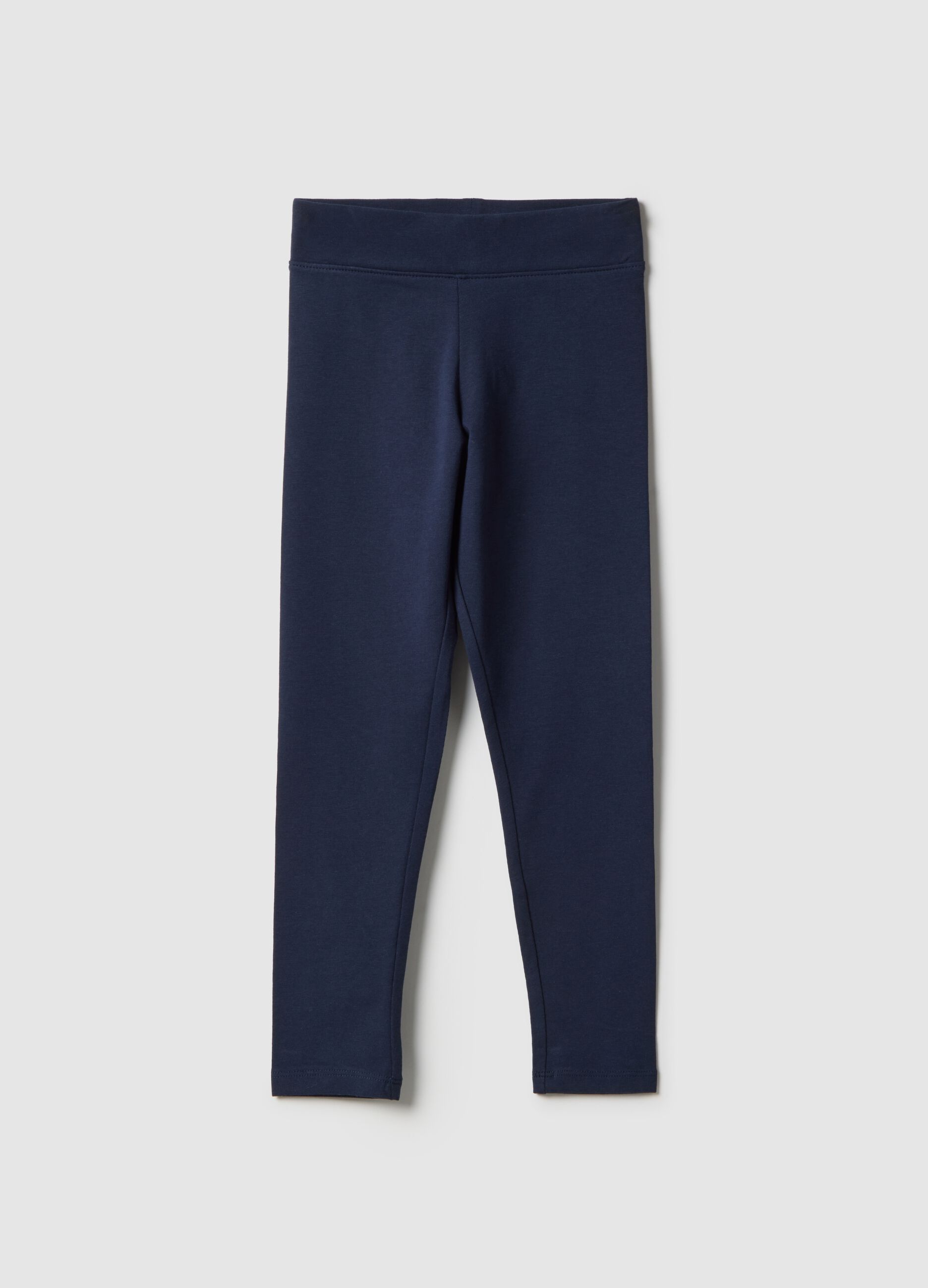 Blue stretch cotton slim fit leggings for girls