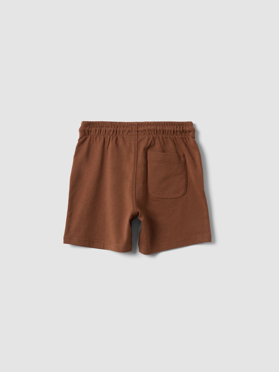 Brown pure organic cotton shorts with elasticated waist for baby boys, regular fit_1