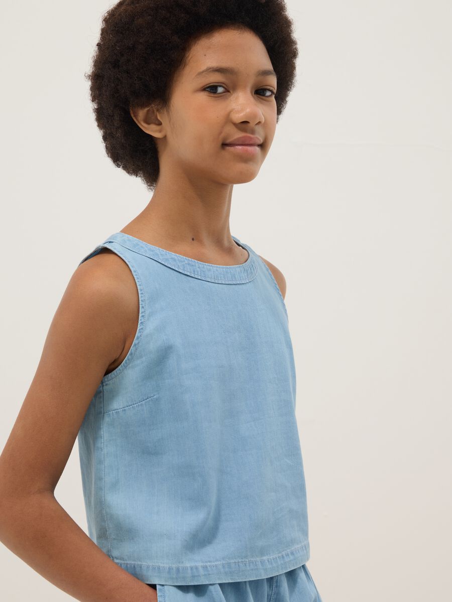Blue pure cotton blouse_2