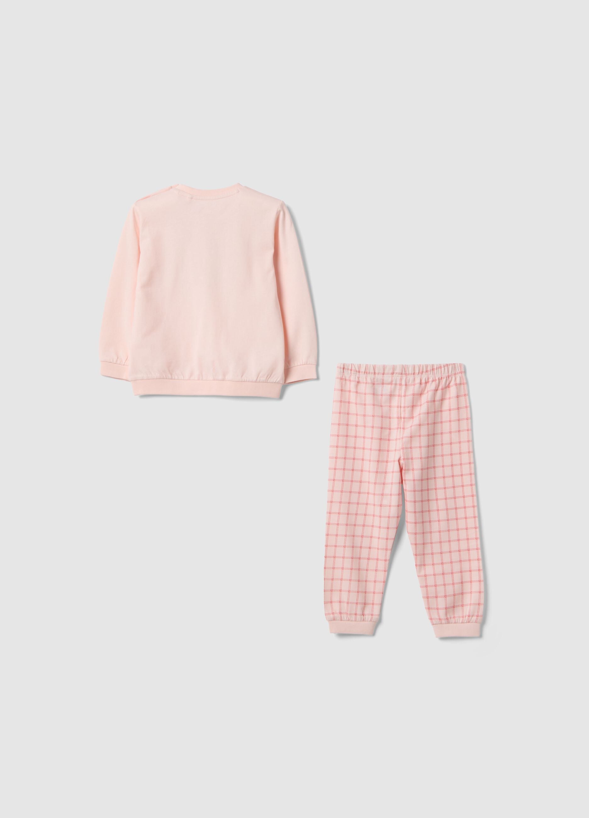 Baby girls&rsquo; pink pure cotton pyjamas with teddy bear print, regular fit