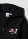 Black cotton-blend hooded zip hoodie for girls, regular fit_5