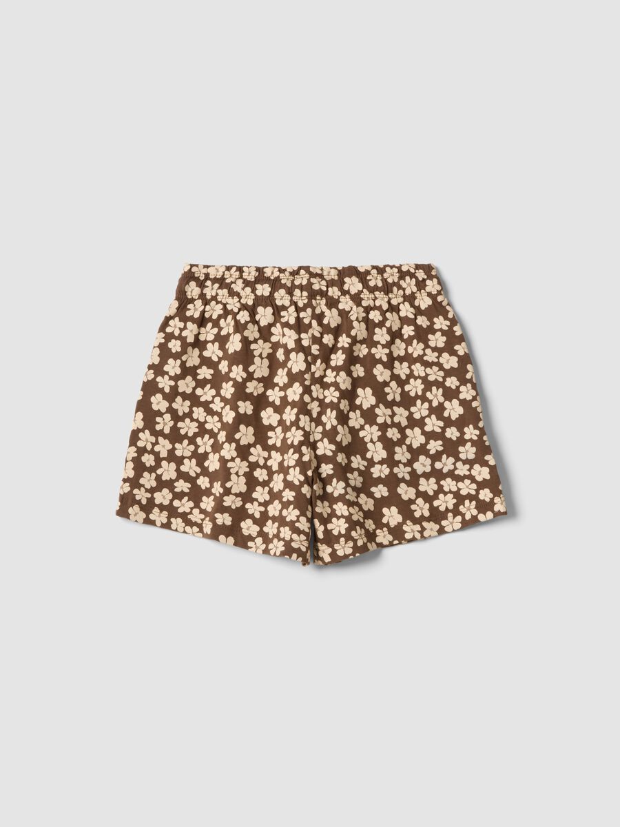 Multicoloured floral shorts in pure organic cotton for girls, regular fit_1
