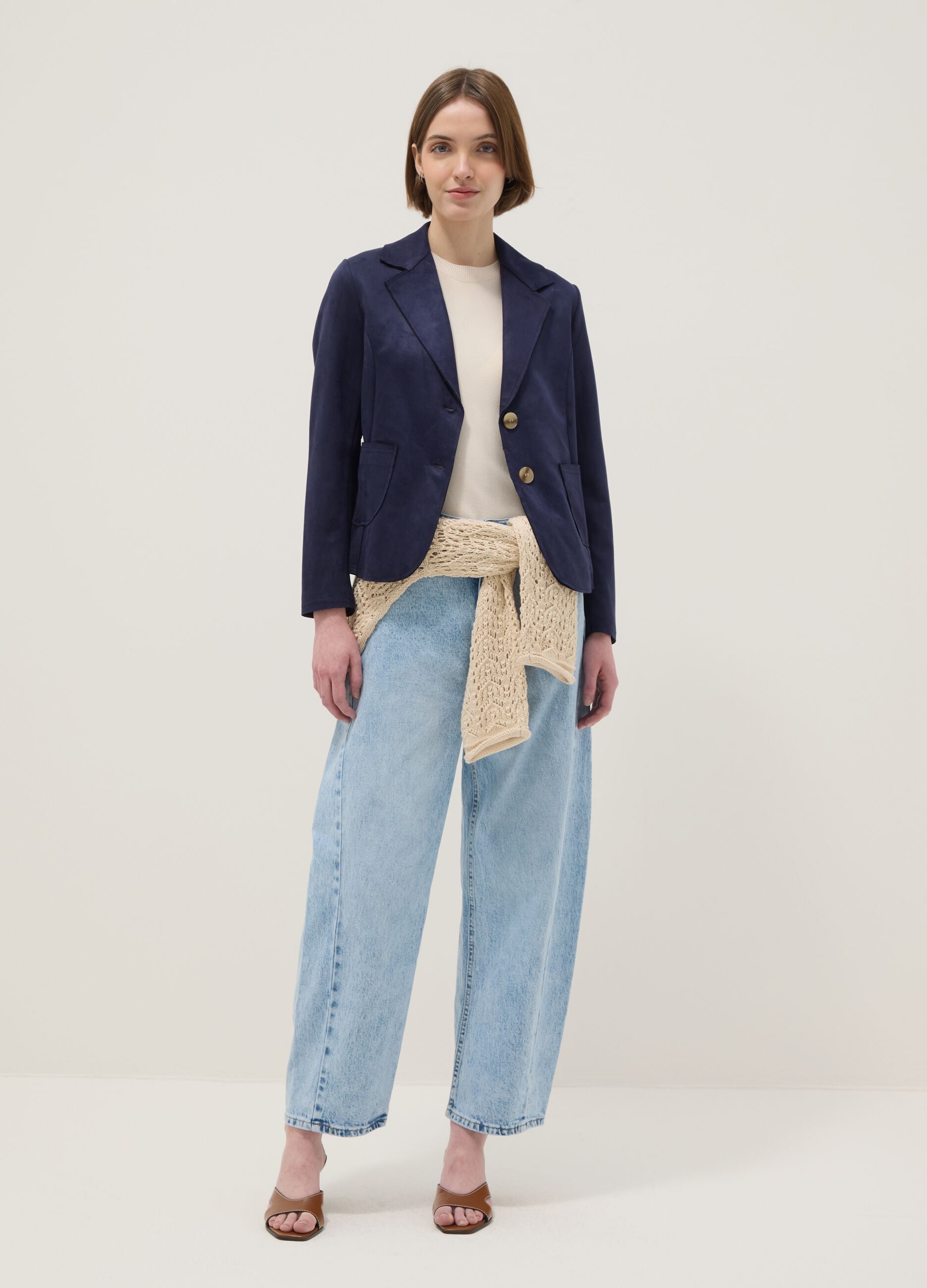 Light blue regular fit jacket with pockets