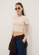 Beige ribbed fitted stretch-cotton T-shirt_0