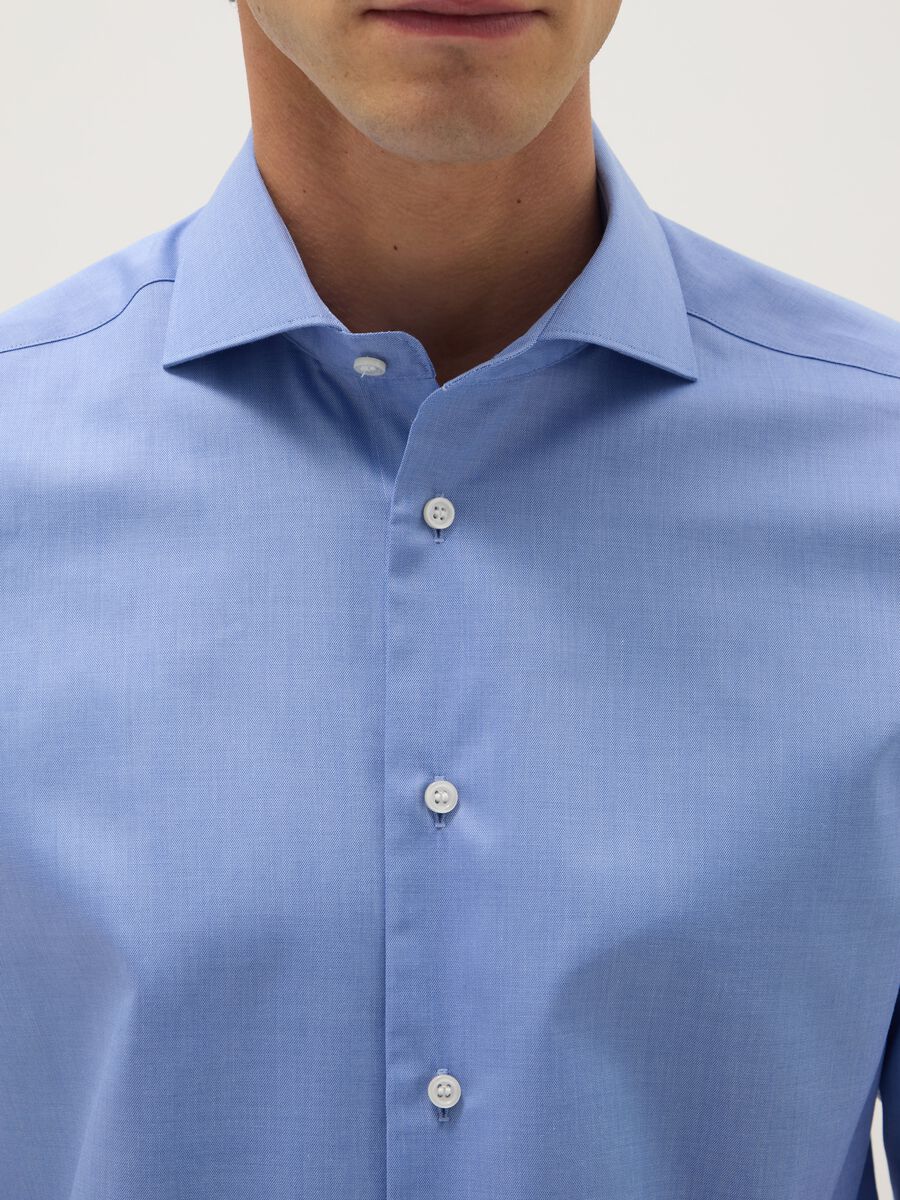 Camicia azzurra in puro cotone easy iron slim fit_1