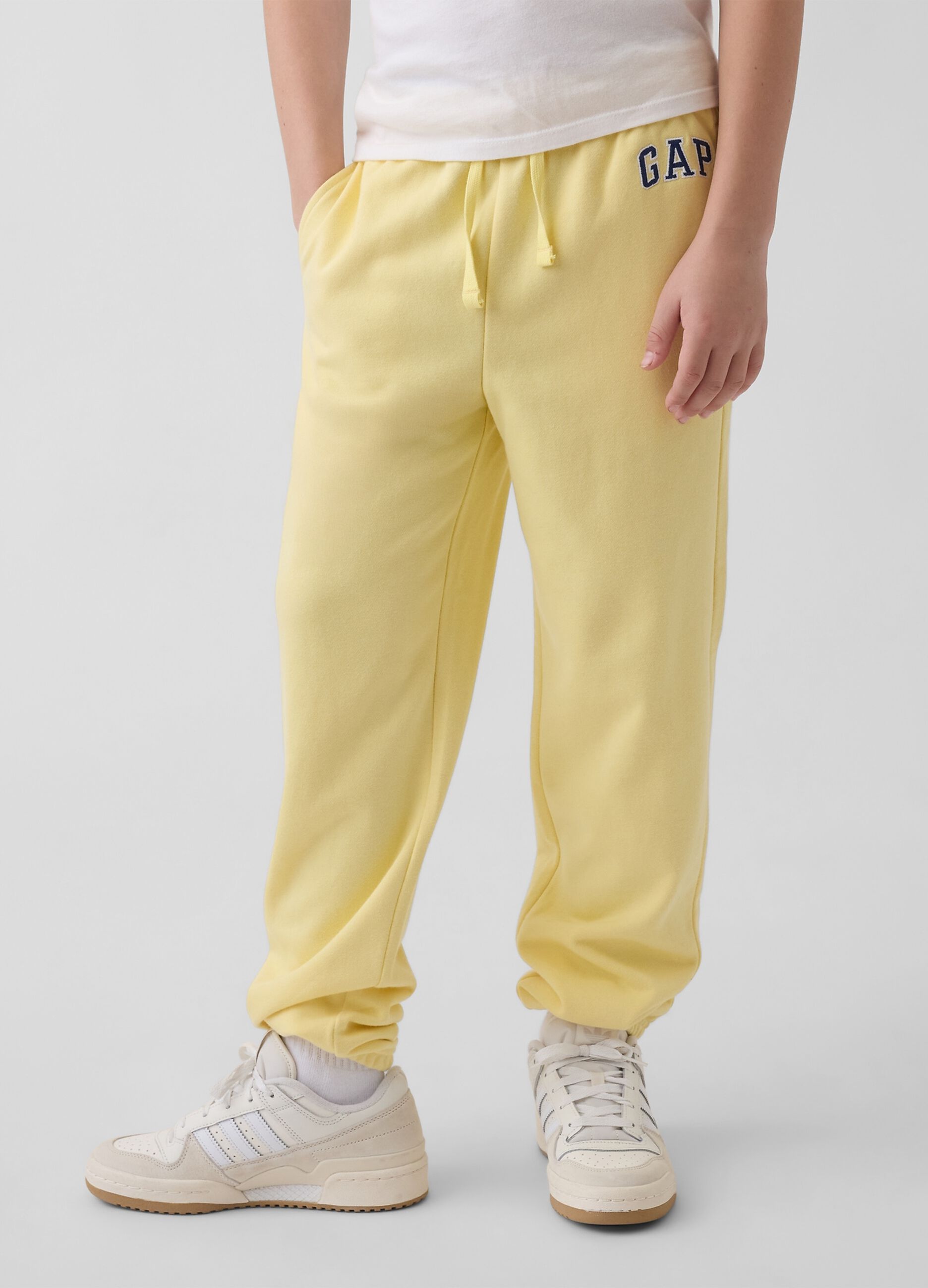 Boys' Regular Fit Yellow Cotton Blend Jogger Trousers